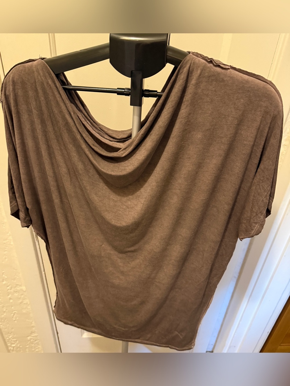 White crow Women's dolman Draped Short-Sleeve Top in Taupe-mauve